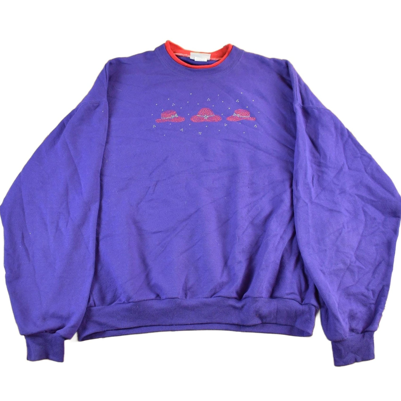 Vintage 1990s Morning Sun Rhinestone Hat Graphic Crewneck Adult 2X Men's 2XL from propervintagecanada