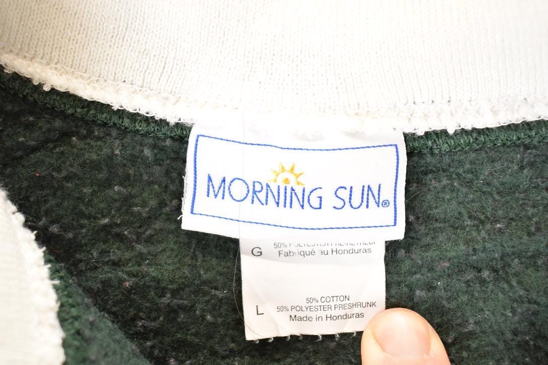 Vintage 1990s Morning Sun Sleeping Kitty Cat Quarter Zip Collared Crewneck Sweatshirt Women's L from propervintagecanada