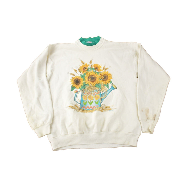 Vintage 1990s Morning Sun Sunflower Cute Grandma Crewneck Sweatshirt Women's L from propervintagecanada
