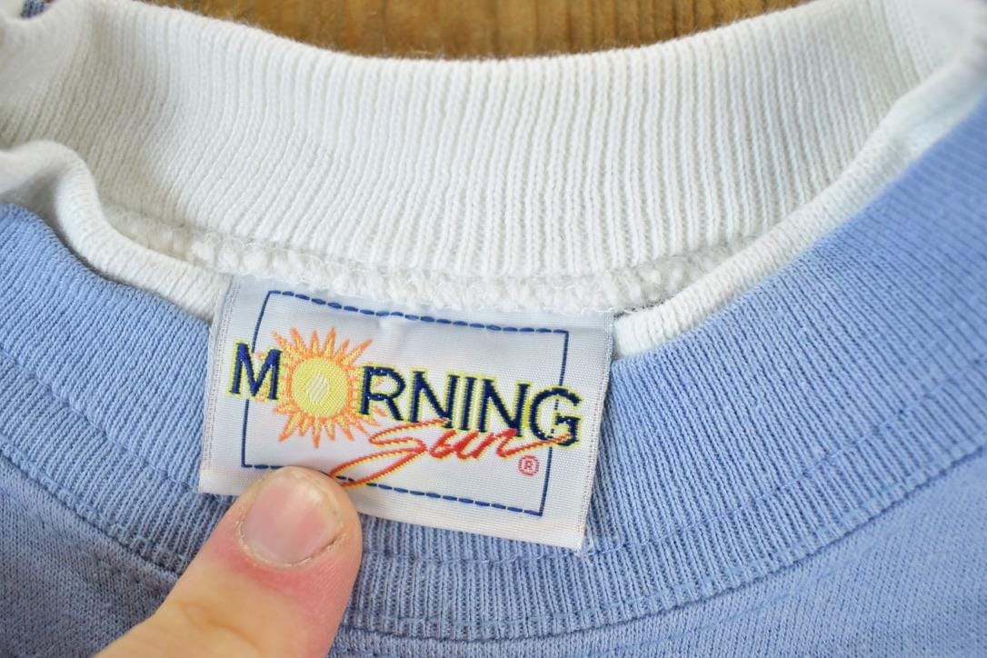 Vintage 1990s Morning Sun Winter Wonderland Double Collar Crewneck Sweatshirt Womens L-XL from propervintagecanada
