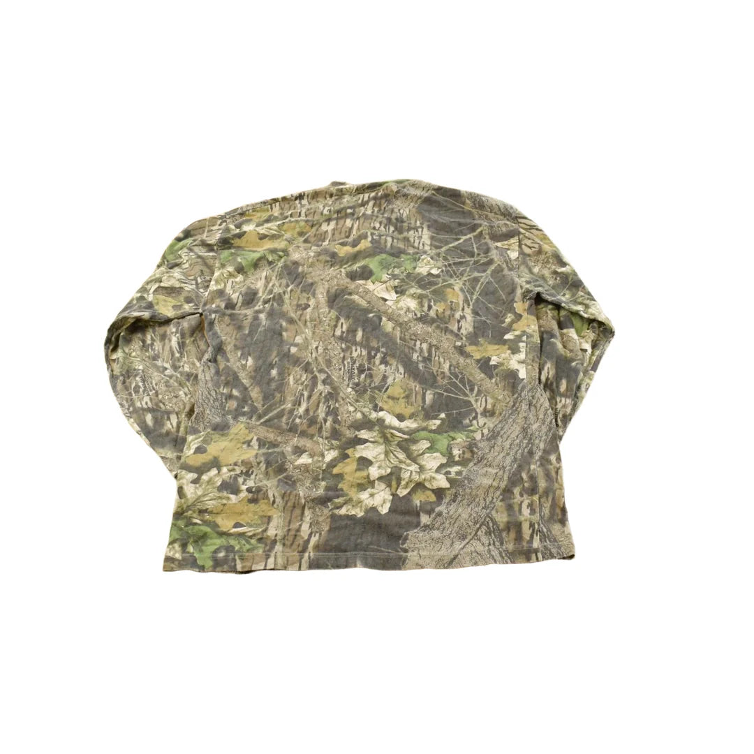 Vintage 1990s Mossy Oak Breakup Camo Collared Long Sleeve T-Shirt Men's L from propervintagecanada