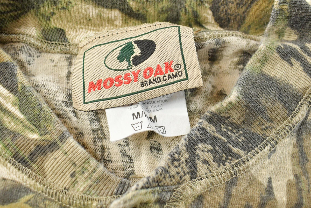 Vintage 1990s Mossy Oak Breakup Camo Collared Long Sleeve T-Shirt Men's L from propervintagecanada