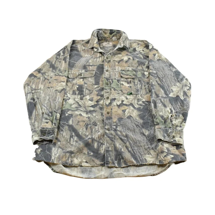 Vintage 1990s Mossy Oak Tree Camo Button Up Shirt Men's XL from propervintagecanada
