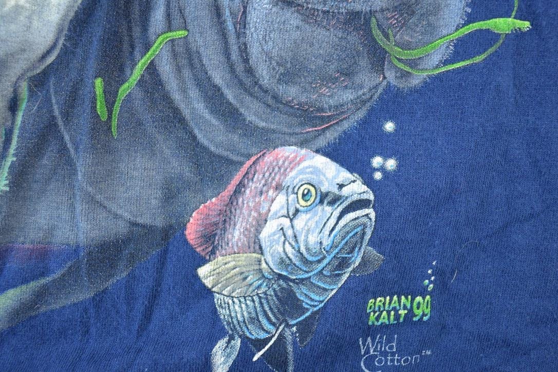 Vintage 1990s Mote Marine Lab Manatee Graphic T-Shirt Men's Large from propervintagecanada
