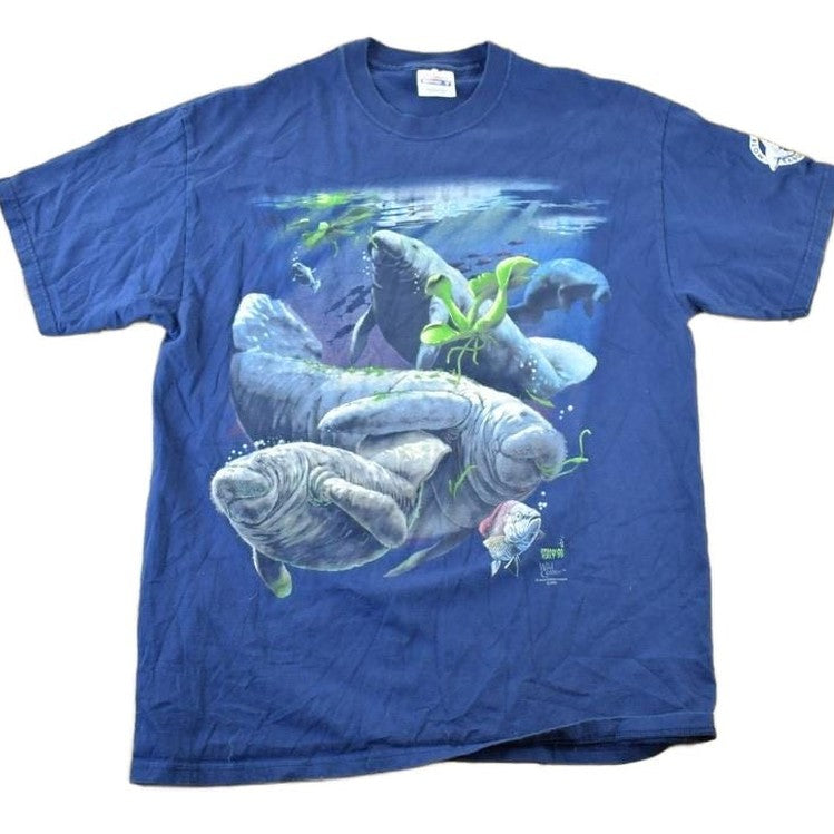 Vintage 1990s Mote Marine Lab Manatee Graphic T-Shirt Men's Large from propervintagecanada