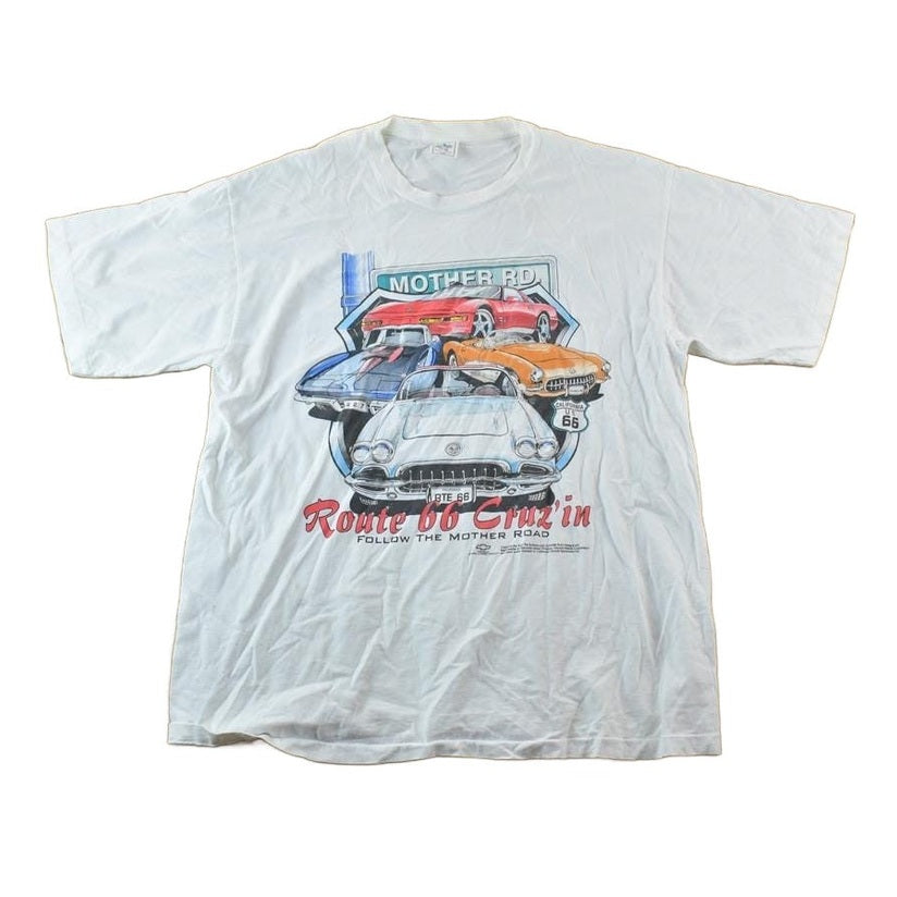 Vintage 1990s Mother Road Route 66 Souvenir Single Stitch Graphic Print T-Shirt Men's XL from propervintagecanada