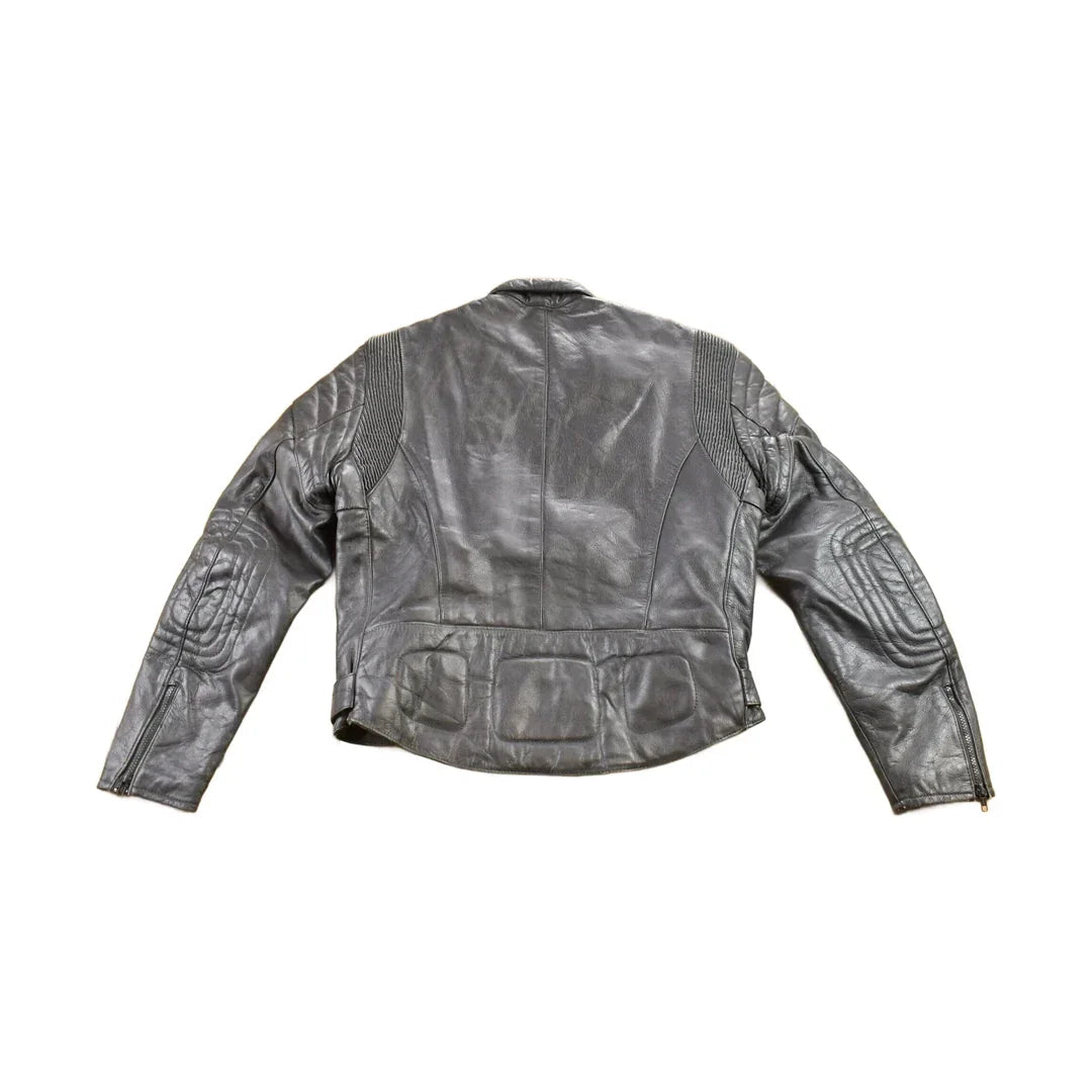 Vintage 1990s MQP Cafe Racer Leather Biker Jacket Men's Large from propervintagecanada