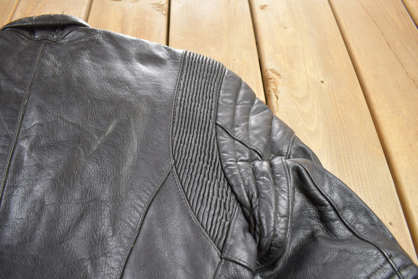 Vintage 1990s MQP Cafe Racer Leather Biker Jacket Men's Large from propervintagecanada