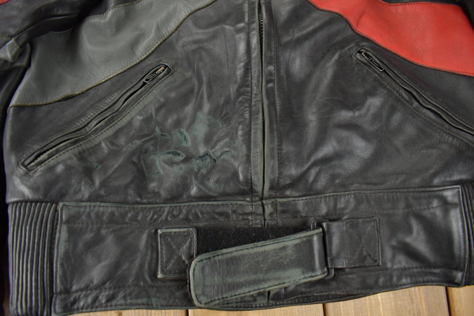 Vintage 1990s MQP Heavy Duty Leather Motorcycle Jacket Men's M-L from propervintagecanada