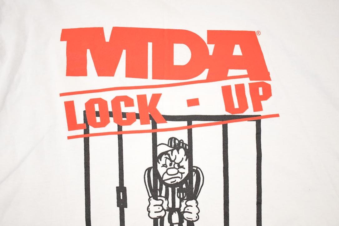 Vintage 1990s MS Lock Up Souvenir Travel T-Shirt Men's XL from propervintagecanada