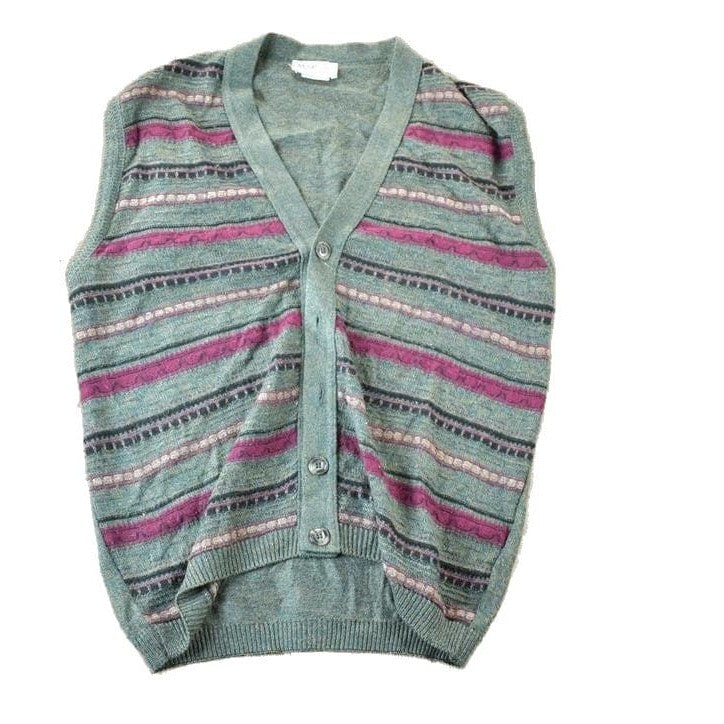Vintage 1990s MSP Knit Perfect Mild Distress Cardigan Sweater Vest Men's Medium from propervintagecanada