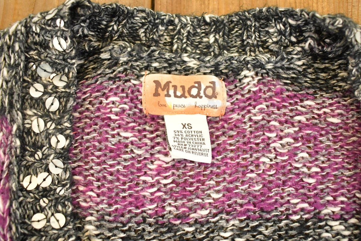 Vintage 1990s Mudd Abstract Knit Cardigan Sweater Women's Long XS from propervintagecanada