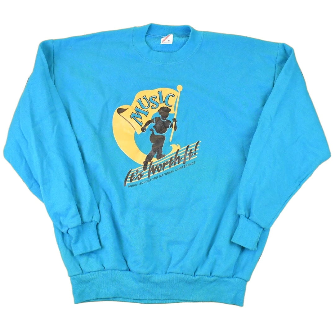 Vintage 1990s Music It's Worth it Graphic Print Crewneck Sweatshirt Men's L from propervintagecanada