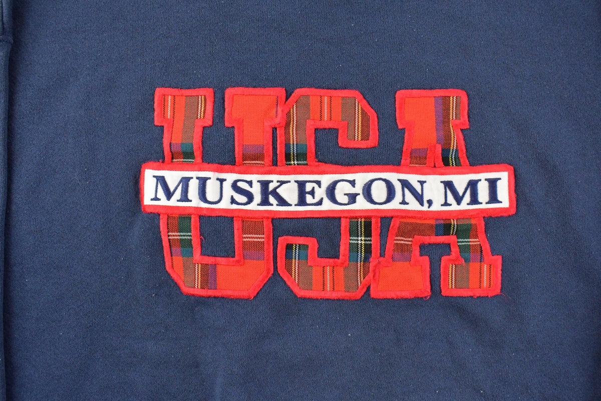 Vintage 1990s Muskegon Michigan Travel Crewneck Sweatshirt Men's 2XL from propervintagecanada