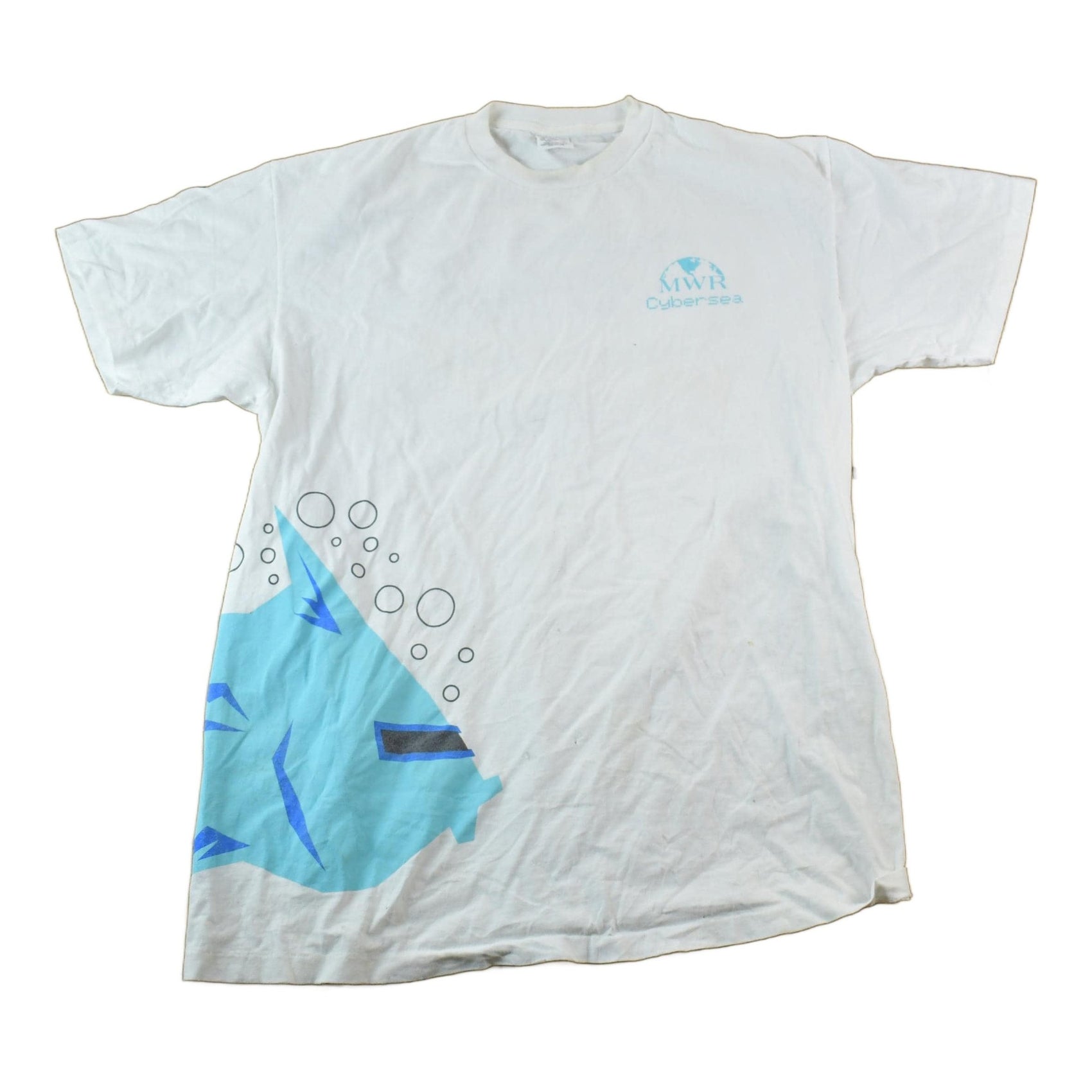 Vintage 1990s MWR Cyber Sea Souvenir Single Stitch Graphic Print T-Shirt Men's XL from propervintagecanada