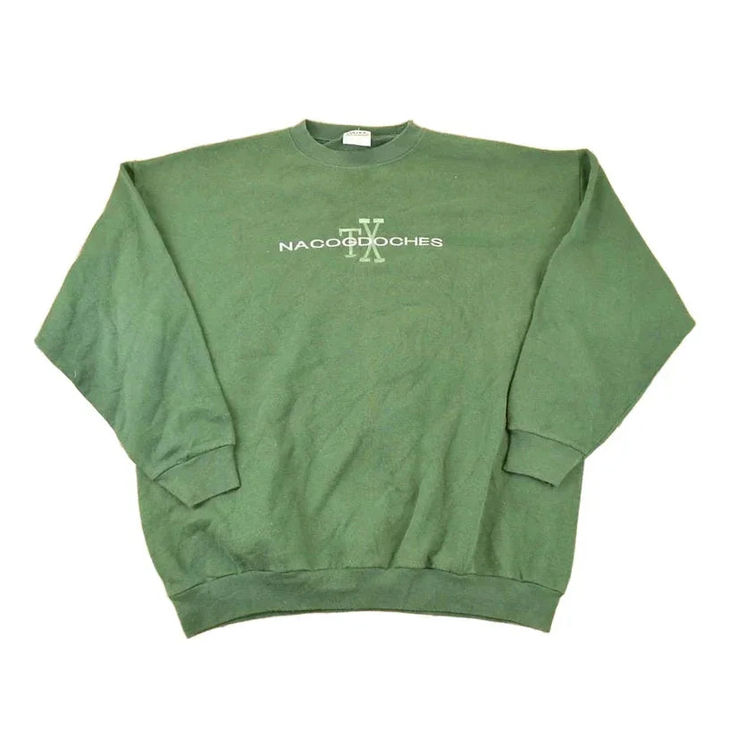 Vintage 1990s Nacogdoches Texas Embroidered Crewneck Sweatshirt Men's XL from propervintagecanada