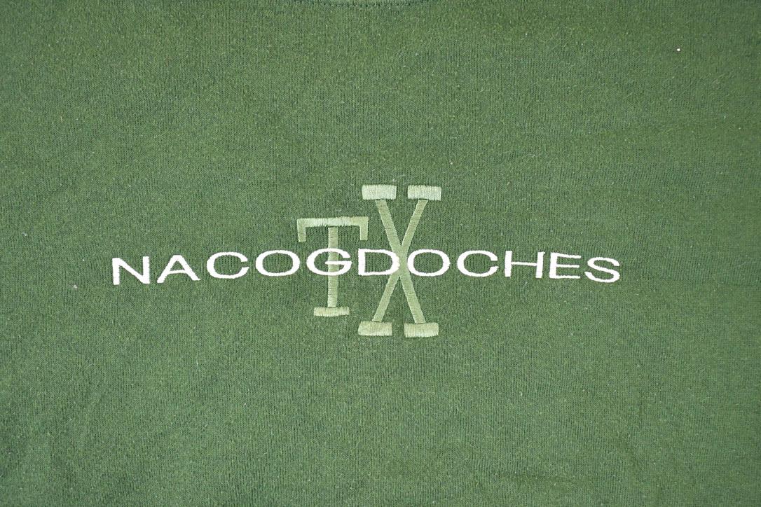 Vintage 1990s Nacogdoches Texas Embroidered Crewneck Sweatshirt Men's XL from propervintagecanada