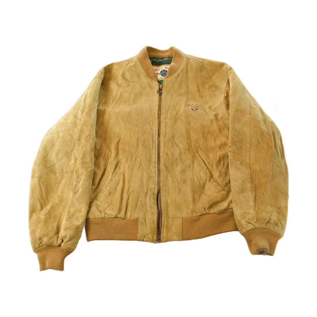 Vintage 1990s Naf Naf Nubuck Leather Flight Bomber Jacket Men's Medium from propervintagecanada