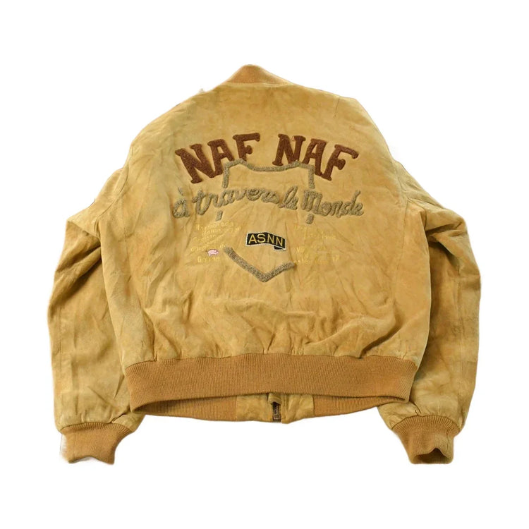 Vintage 1990s Naf Naf Nubuck Leather Flight Bomber Jacket Men's Medium from propervintagecanada