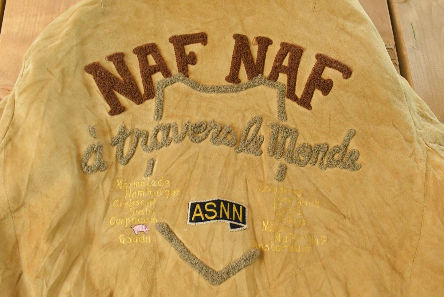 Vintage 1990s Naf Naf Nubuck Leather Flight Bomber Jacket Men's Medium from propervintagecanada