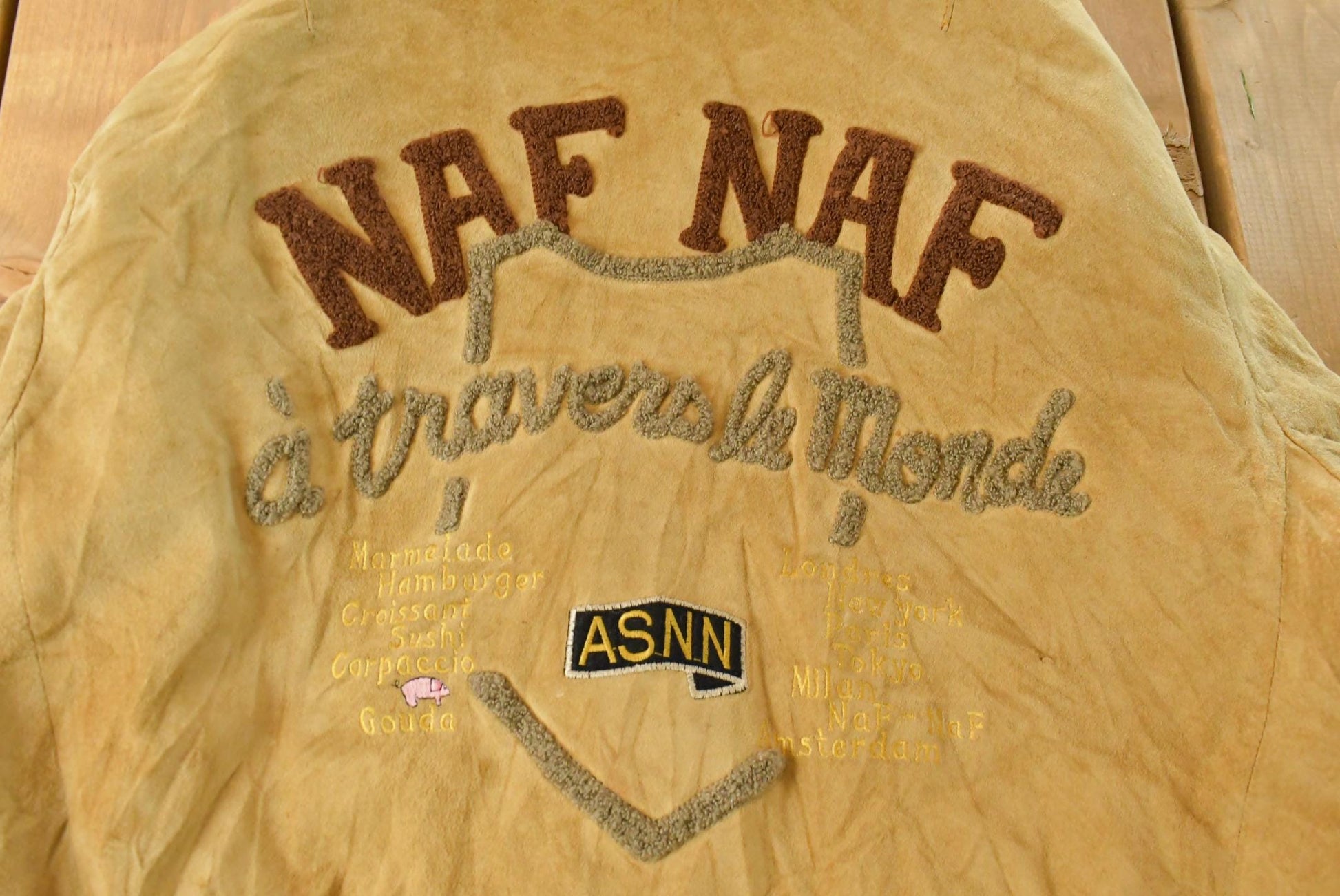 Vintage 1990s Naf Naf Nubuck Leather Flight Bomber Jacket Men's Medium from propervintagecanada