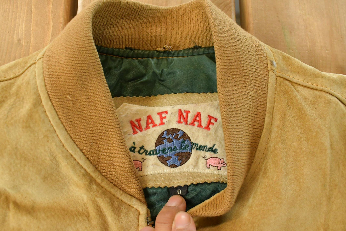 Vintage 1990s Naf Naf Nubuck Leather Flight Bomber Jacket Men's Medium from propervintagecanada