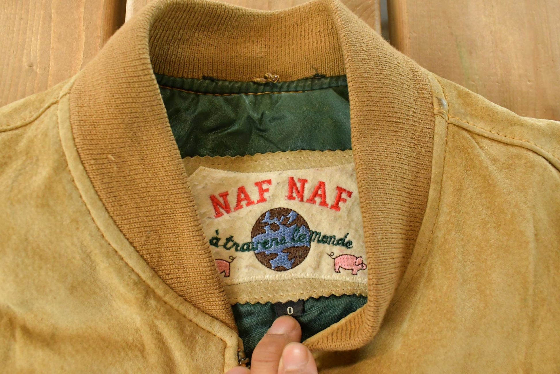 Vintage 1990s Naf Naf Nubuck Leather Flight Bomber Jacket Men's Medium from propervintagecanada