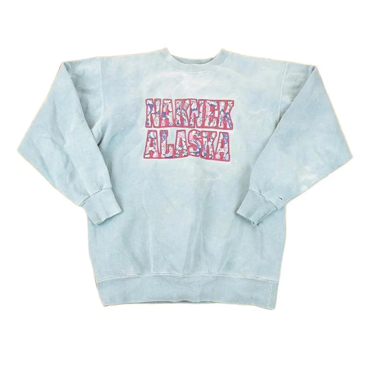 Vintage 1990s Naknek Alaska Floral Embroidered Letter Crewneck Sweatshirt Women's L from propervintagecanada