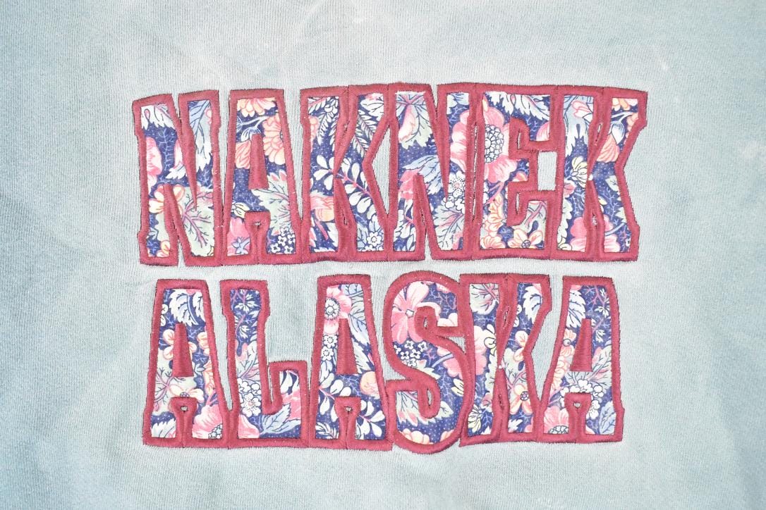 Vintage 1990s Naknek Alaska Floral Embroidered Letter Crewneck Sweatshirt Women's L from propervintagecanada