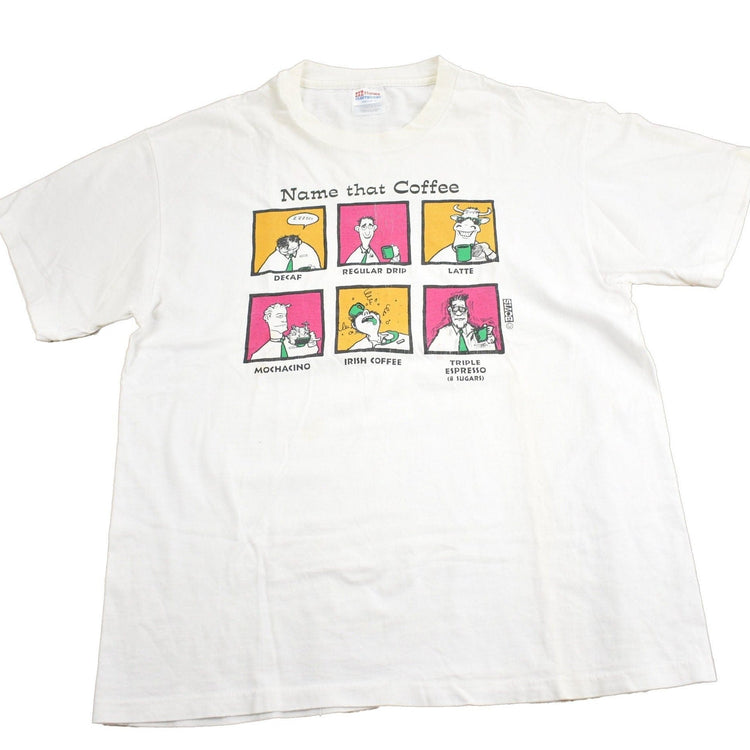 Vintage 1990s Name That Coffee Graphic T Shirt Men's Large from propervintagecanada