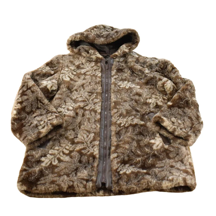 Vintage 1990s Nana Creations Full Zip Hooded Faux Fur Jacket Women's M from propervintagecanada