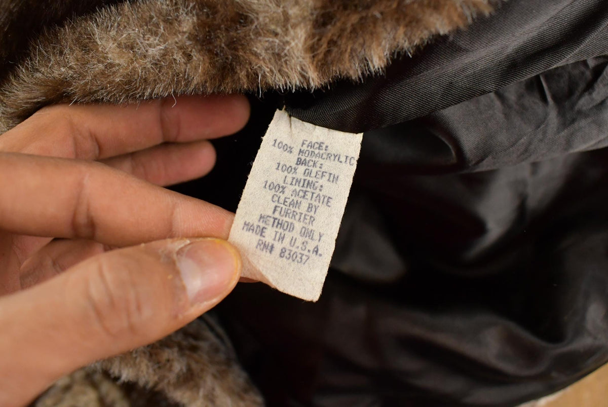 Vintage 1990s Nana Creations Full Zip Hooded Faux Fur Jacket Women's M from propervintagecanada