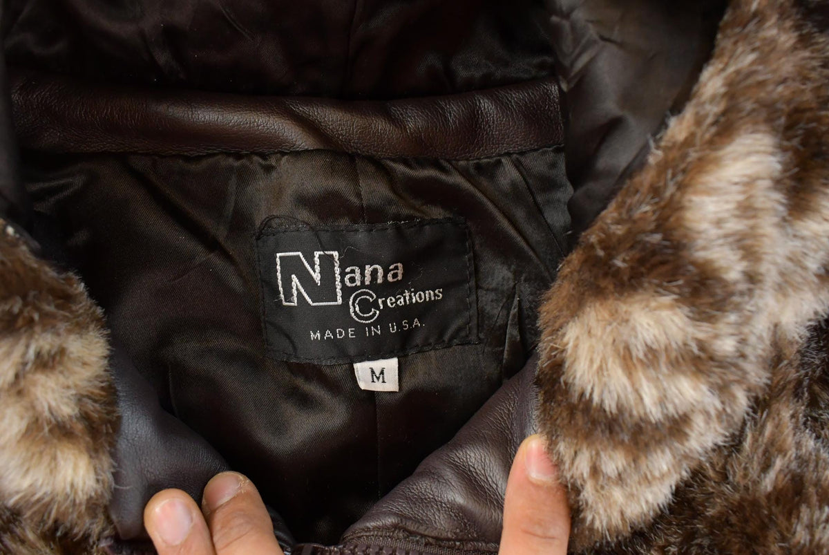 Vintage 1990s Nana Creations Full Zip Hooded Faux Fur Jacket Women's M from propervintagecanada