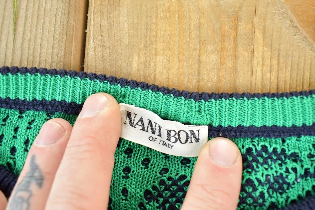 Vintage 1990s Nani Bon Knit Abstract Pattern Crewneck Sweater Women's L from propervintagecanada