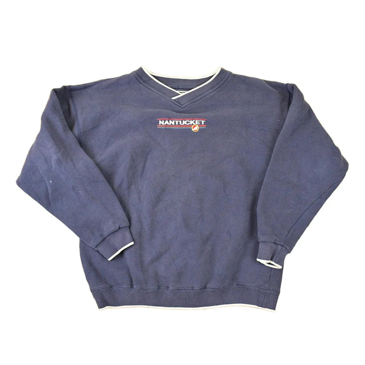 Vintage 1990s Nantucket Embroidered V Neck Sweatshirt Men's L from propervintagecanada