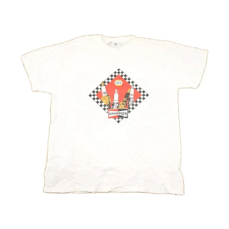 Vintage 1990s Napa Delta Champion Spark Plugs Souvenir Automotive T-Shirt Men's L from propervintagecanada