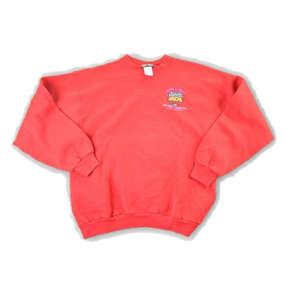 Vintage 1990s Nascar Life's A Race Las Vegas Crewneck Sweatshirt Mens L