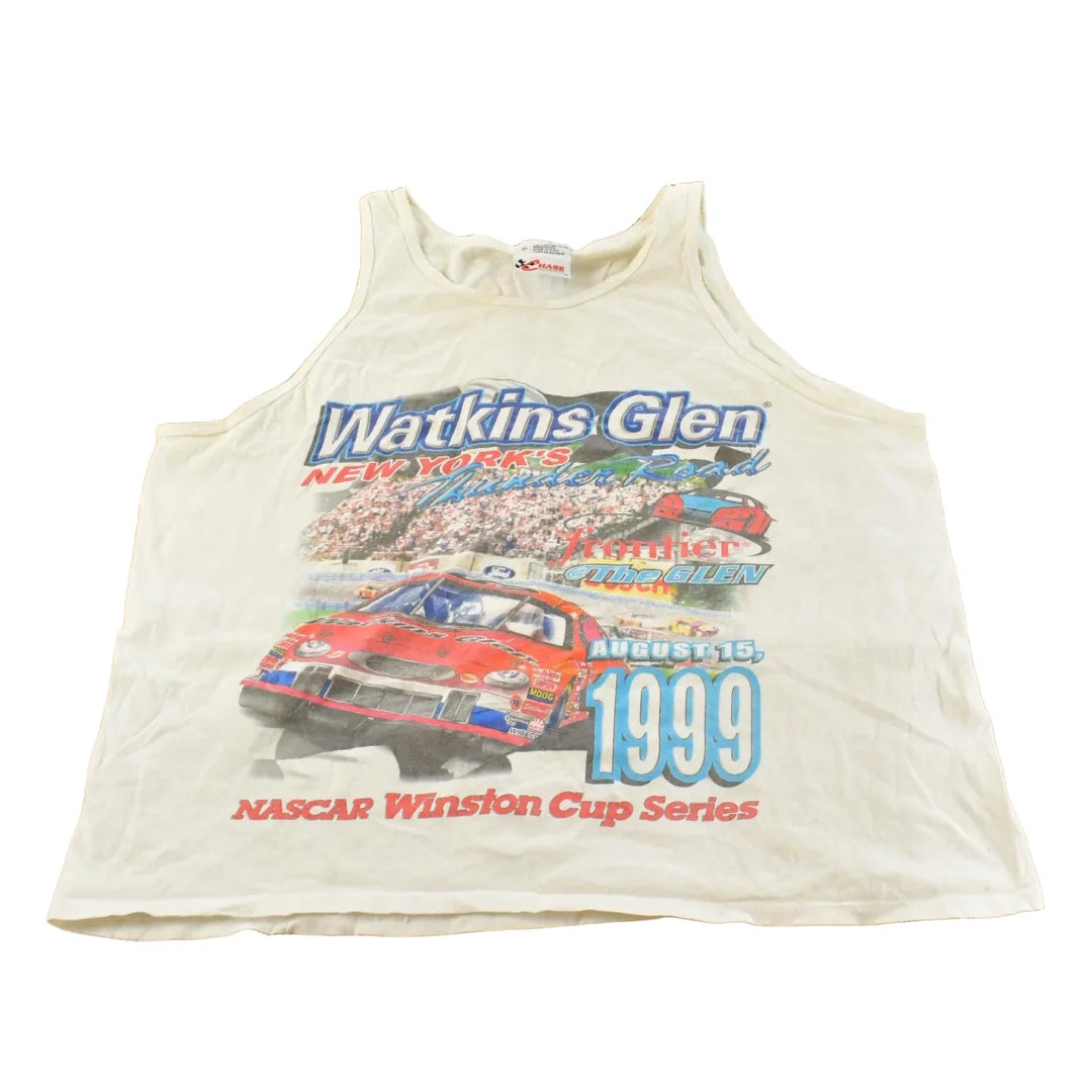 Vintage 1990s Nascar Watkins Glen All Over Print Racing Graphic Tank Top Men's XL from propervintagecanada