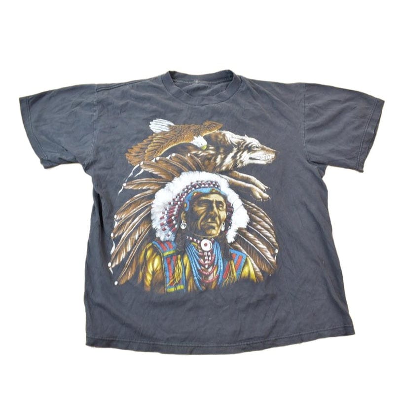 Vintage 1990s Native American Graphic T Shirt Men's Medium from propervintagecanada