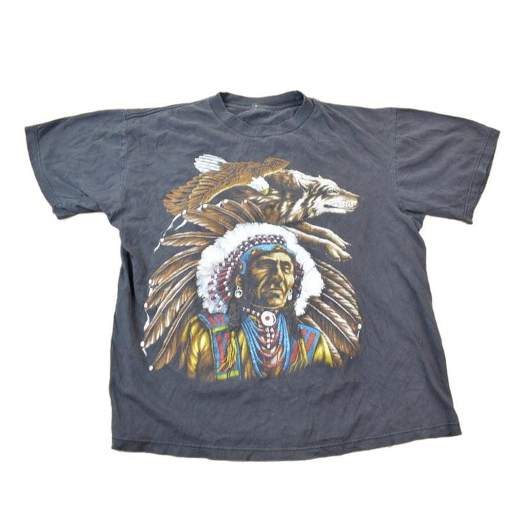 Vintage 1990s Native American Graphic T Shirt Men's Medium from propervintagecanada