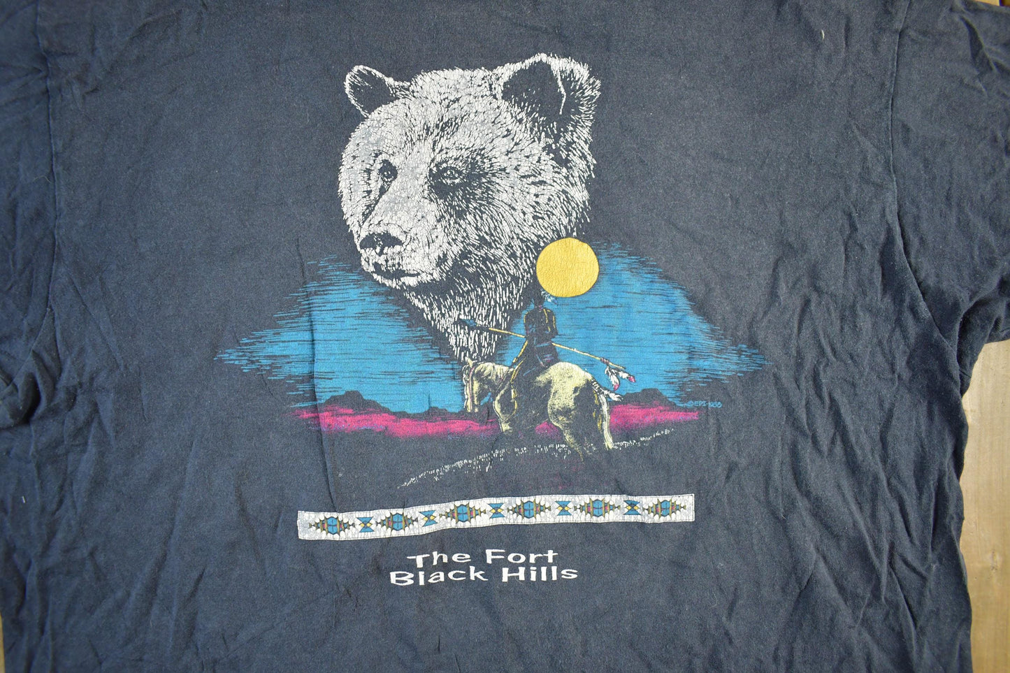 Vintage 1990s Native Black Hills Landscape T-Shirt Men's XL from propervintagecanada