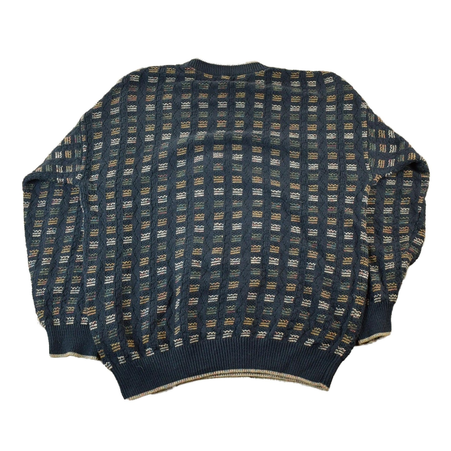 Vintage 1990s Natural Issue Abstract Pattern Knit Crewneck Sweater Men's Large from propervintagecanada