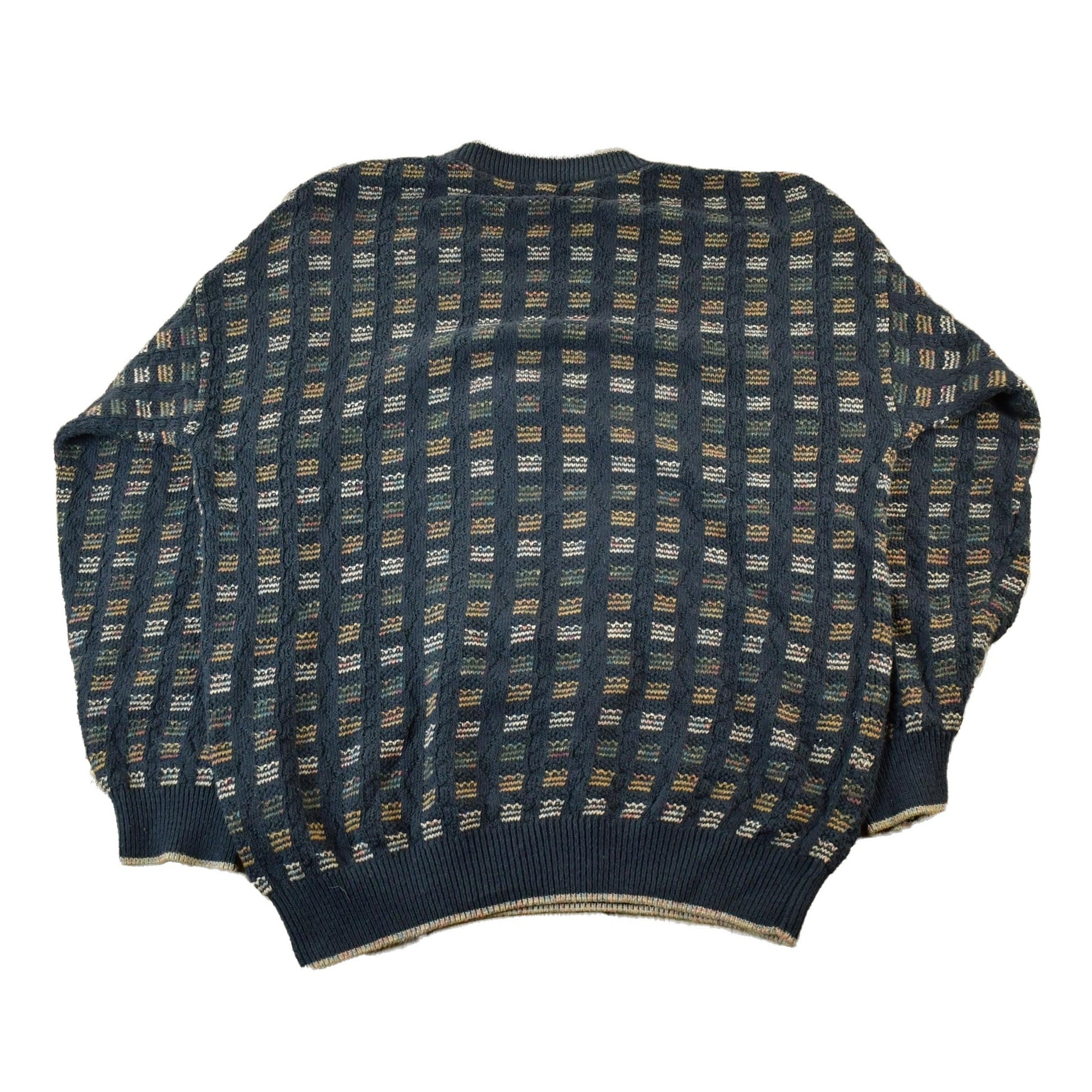 Vintage 1990s Natural Issue Abstract Pattern Knit Crewneck Sweater Men's Large from propervintagecanada