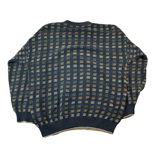 Vintage 1990s Natural Issue Abstract Pattern Knit Crewneck Sweater Men's Large from propervintagecanada
