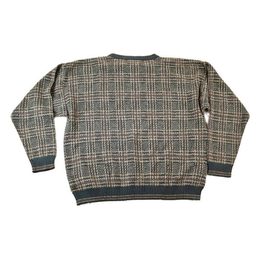 Vintage 1990s Natural Issue Knit Abstract Pattern Crewneck Sweater Men's XL from propervintagecanada