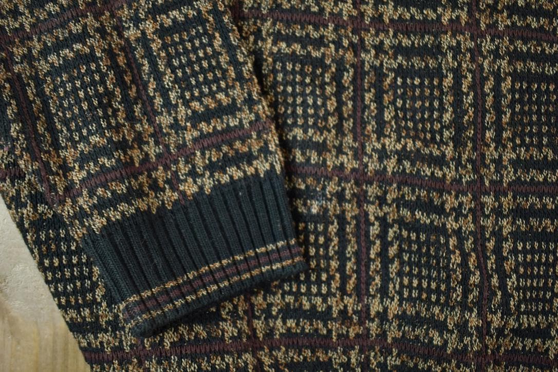 Vintage 1990s Natural Issue Knit Abstract Pattern Crewneck Sweater Men's XL from propervintagecanada