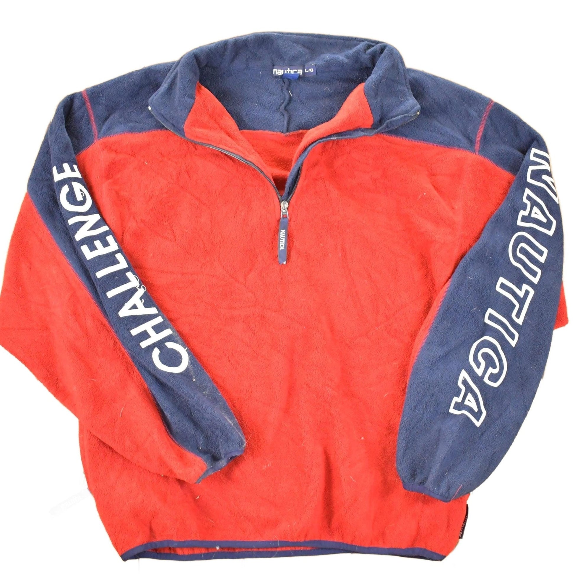 Vintage 1990s Nautica Challenge Fleece Quarter Zip Outdoorsman Sweater Men's L from propervintagecanada