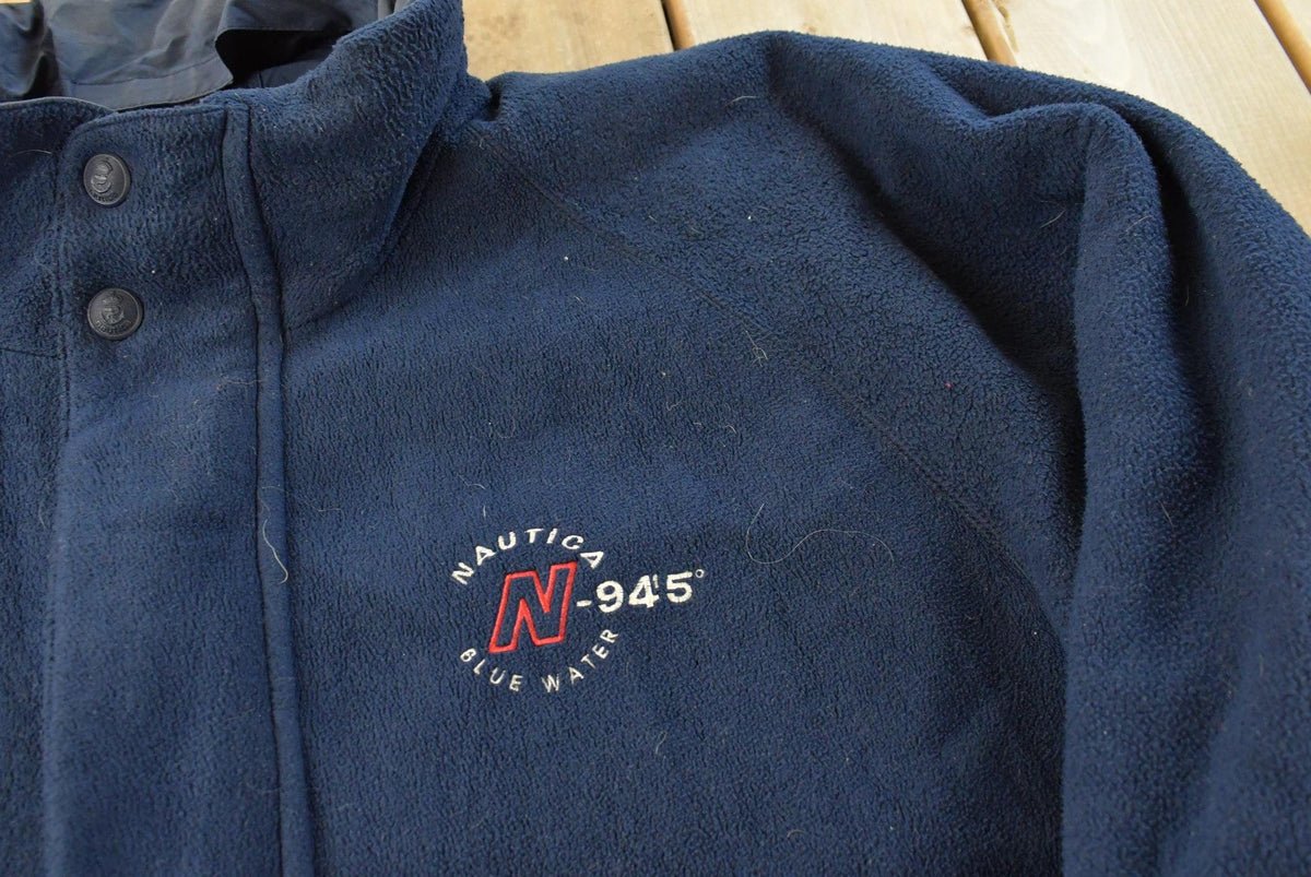 Vintage 1990s Nautica Cold Water Challenge Reversible Fleece Jacket Men's 2XL / Embroidered Logo / Athletic Winter Sailing / Streetwear from propervintagecanada