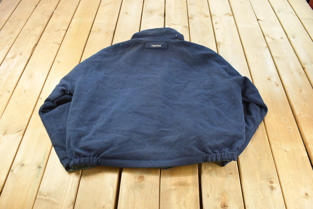 Vintage 1990s Nautica Cold Water Challenge Reversible Fleece Jacket Men's 2XL / Embroidered Logo / Athletic Winter Sailing / Streetwear from propervintagecanada