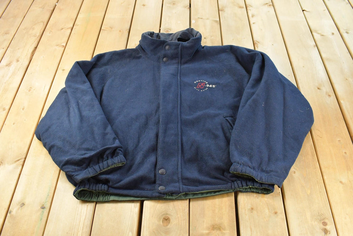 Vintage 1990s Nautica Cold Water Challenge Reversible Fleece Jacket Men's 2XL / Embroidered Logo / Athletic Winter Sailing / Streetwear from propervintagecanada